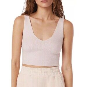 Favorite Daughter Light Pink Ribbed Crop Top